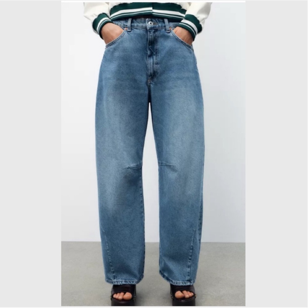 Zara Classic Blue Baggy Barrel Jeans